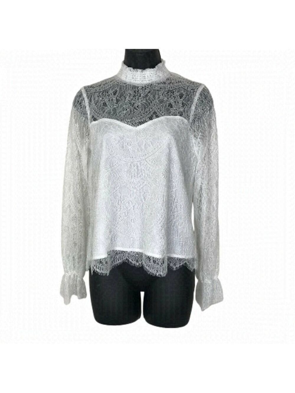 NWT cupcakes and cashmere White Lace Beautiful Blouse New Size XS